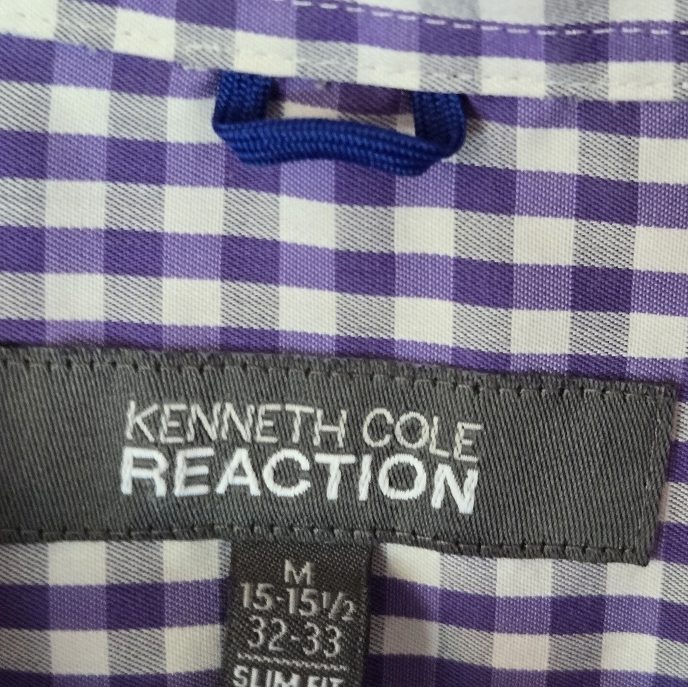 Kenneth Cole Purple and White Checkered Button Down Shirt - Picture 3 of 5